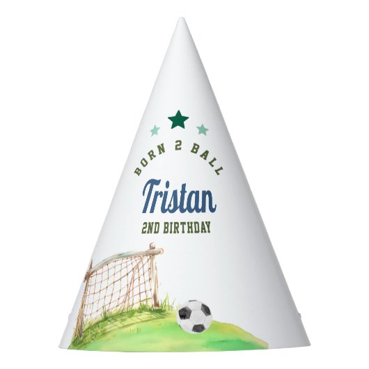 サッカー「Born Two Ball」2歳の誕生日 パーティーハット (正面)