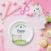 サッカー「Born Two Ball」2歳の誕生日 ペーパープレート (パーティー)
