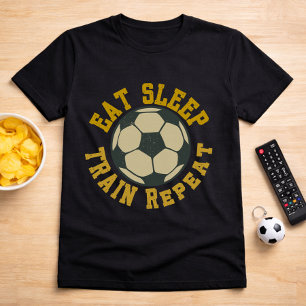 サッカー Eat Sleep Train Repeat 引用 Tシャツ