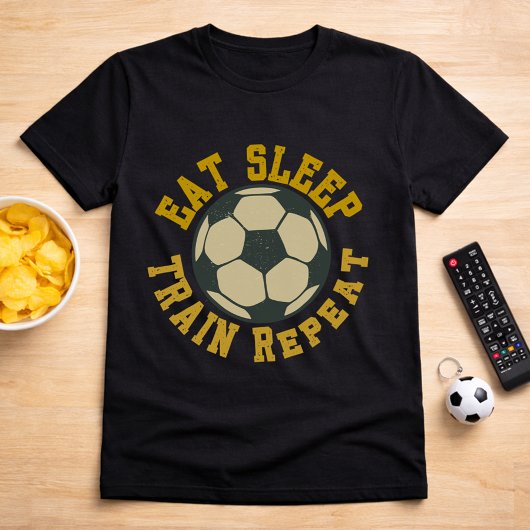 サッカー Eat Sleep Train Repeat 引用 Tシャツ