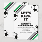 サッカー Let's Kick It 誕生日 招待状 (正面/裏面)