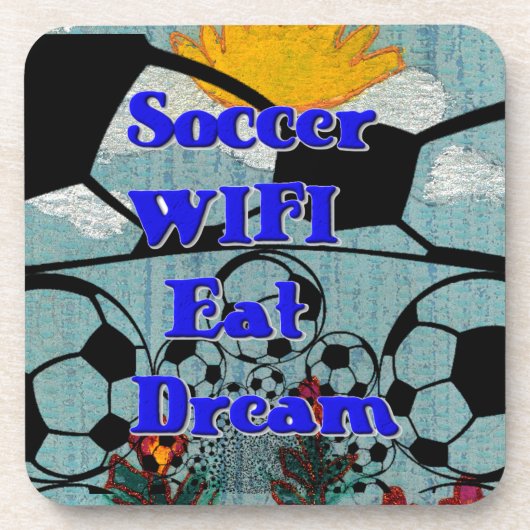 サッカー WIFI 食 夢 - ファン スポーツ アート プリント コースター (正面)