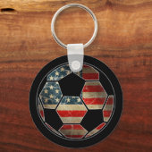 サッカーLlの米国旗 - サッカーLlフラグ キーホルダー (正面)