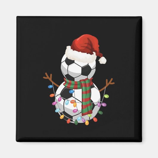 サッカーLlスノーマンサンタ帽子クリスマス休日 マグネット (正面)