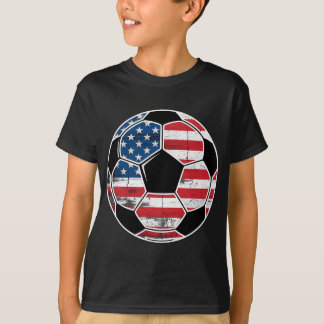 サッカーLl少年男子サッカーLl旗のアメリカ国旗 Tシャツ
