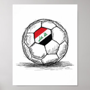 サッカーLl フットLlのイラクイラク国旗アートデザイン ポスター