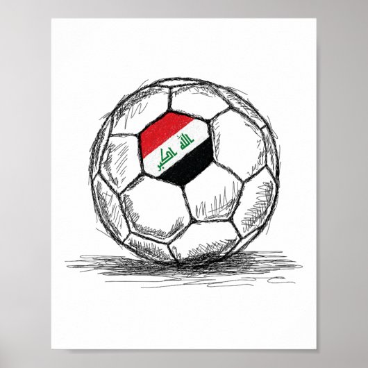 サッカーLl フットLlのイラクイラク国旗アートデザイン ポスター (正面)