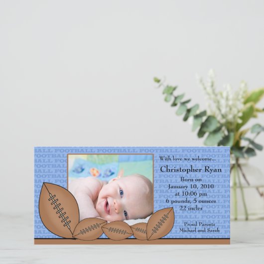 サッカーPHOTO少年の誕生のお知らせ 案内状 (スタンド正面)