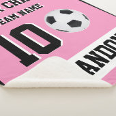 サッカーSPORT毛布ピンクパーソナライズされた選手ゴール シェルパブランケット (3/4)