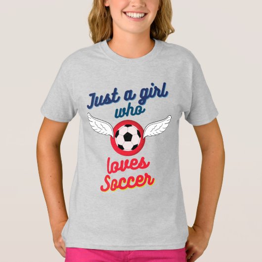サッカーTシャツが大好きな女の子 Tシャツ (正面)