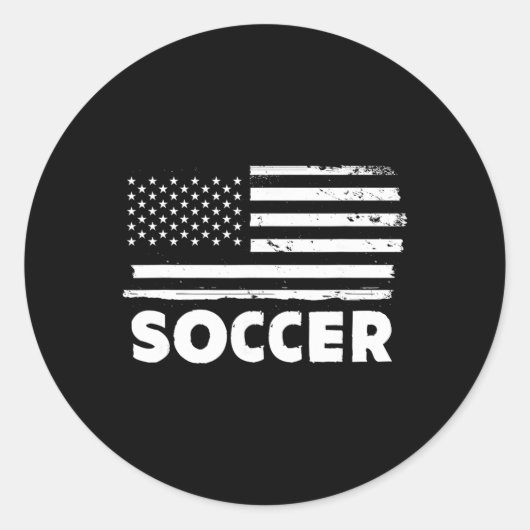 サッカーUSAフラグ愛国スポーツデザイン ラウンドシール (正面)