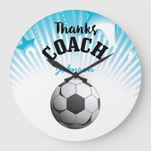 サッカ感謝していーコーチアクアブルースターズボール ラージ壁時計 (正面)