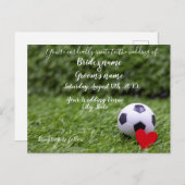 サッカ結婚ーボールと赤いハート  ポストカード (正面/裏面)