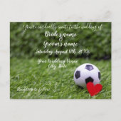 サッカ結婚ーボールと赤いハート  ポストカード (正面)