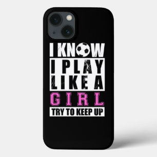 サッカ遊ーの少女おもしろいのようなサッカー iPhone 13ケース