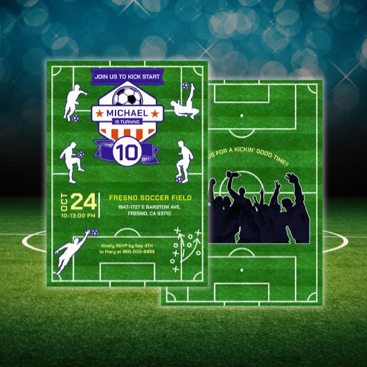 サッカ遊ールのフィールド誕生日パーティー 招待状