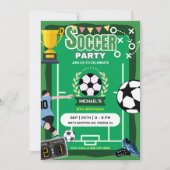 サッカ遊ールのフィールド誕生日パーティー 招待状 (正面)