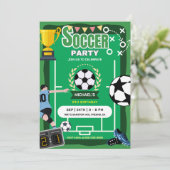 サッカ遊ールのフィールド誕生日パーティー 招待状 (スタンド正面)