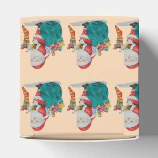 サッククリスマスに贈り物やおもちゃを持ったかわいいサンタ フェイバーボックス (上部)