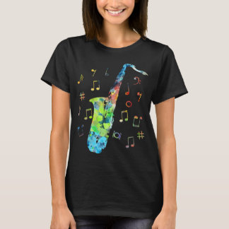サックスおもしろいフォンミュージシャンジャズ音楽愛好家カラフル Tシャツ