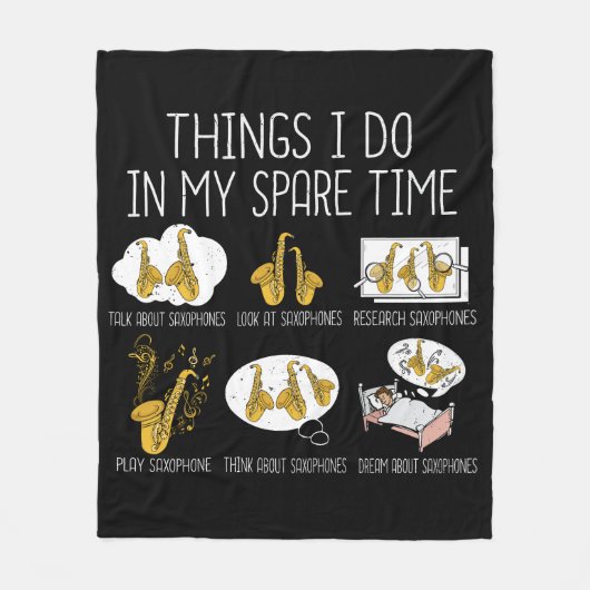 サックスおもしろいフォーン選手ギフトメンズジャズ音楽 フリースブランケット (正面)
