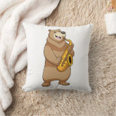 サックスとのミュージシャンとしてのクマ クッション (ブランケット)