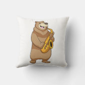 サックスとのミュージシャンとしてのクマ クッション (裏面)