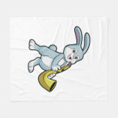 サックスと音楽のバニー フリースブランケット (正面(横))