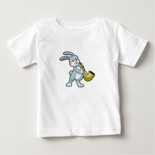 サックスと音楽のバニー ベビーTシャツ