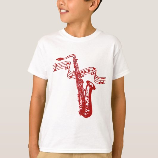 サックスと音符 Tシャツ (正面)