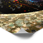 サックスのスプラッシュと音楽ノート ポスター (角)