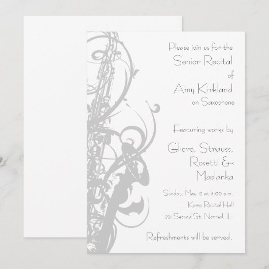 サックスのリサイタル 招待状 (正面/裏面)
