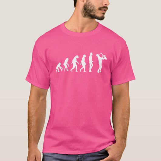 サックスの進化 クールな音楽 クラシック オーケストラ Tシャツ (正面)