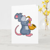 サックスを弾くネズミ カード (黄色い花)