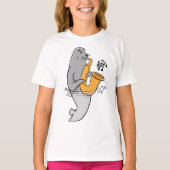 サックスを演奏するアザラシ Tシャツ (正面)