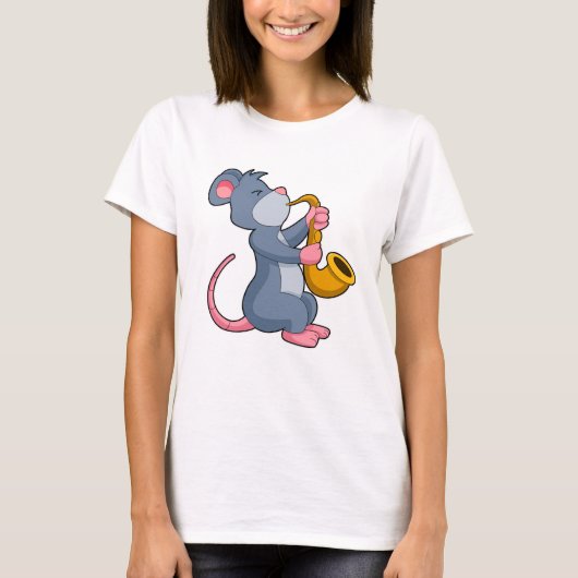 サックスを演奏するネズミ Tシャツ (正面)
