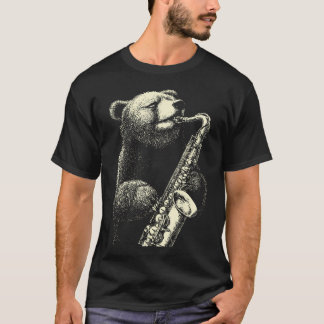 サックスを演奏する面白いクマのジャズミュージシャン Tシャツ