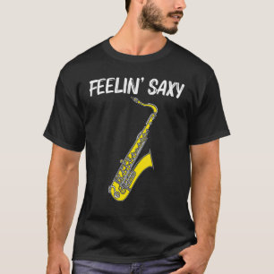 サックスカッコいいフォン女子男性へジャズプレーヤーマーチング Tシャツ
