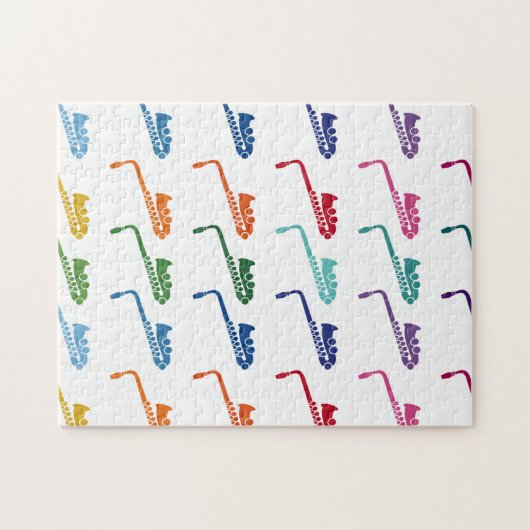 サックスカラフルおもしろいアレイ音楽 ジグソーパズル (横)
