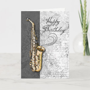 サックスクールフォンミュージシャンジャズロック&転が誕生日 カード