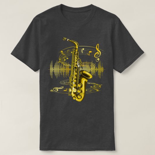 サックスジャズミュージックサックス奏者楽器サックス Tシャツ (デザイン正面)