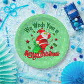 サックスターズとうきび付きメリークリスマスサンタ9» ペーパープレート (パーティー)