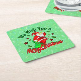 サックスターズ付きメリークリスマスサンタ スクエアペーパーコースター