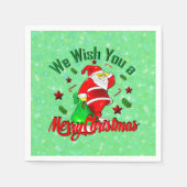 サックスターズ付きメリークリスマスサンタ スタンダードカクテルナプキン (正面)