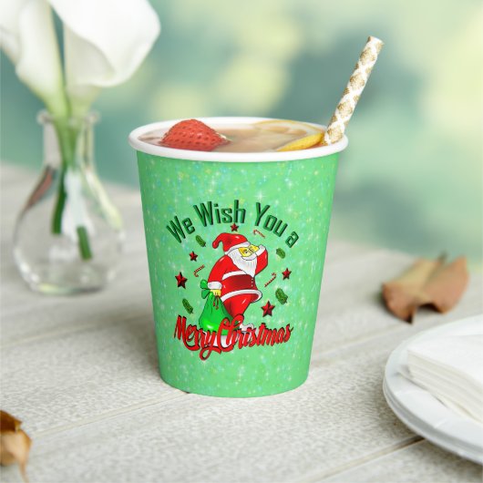 サックスターズ付きメリークリスマスサンタ 紙コップ (インサイチュ)