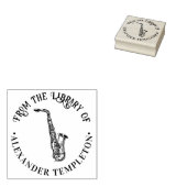 サックスフォン楽器 ラウンドライブラリー 本の名前 ラバースタンプ (押印)