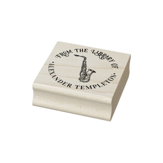 サックスフォン楽器 ラウンドライブラリー 本の名前 ラバースタンプ (スタンプ)