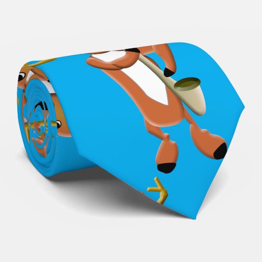 サックスフォン鹿 ブルーバック ネクタイ (ロール)