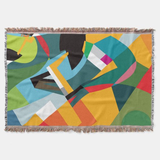 サックスプレーヤー、抽象芸術キュービックジャズ。 スローブランケット (正面)