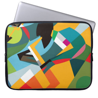 サックスプレーヤー、抽象芸術キュービックジャズ。 ラップトップスリーブ